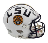 Harold Perkins Signed LSU Tigers Speed Authentic White Helmet w- "Geaux Tigers"