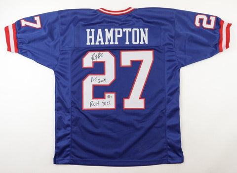 Rodney Hampton Signed New York Giants Jersey (Beckett) "N.Y. Giants & ROH 2022"