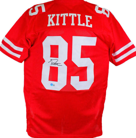 George Kittle Autographed Red Pro Style Jersey-Beckett W Hologram *Black
