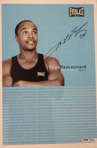 Sugar Ray Leonard Autographed Signed 12x18 Everlast Poster Photo PSA/DNA #Z83235