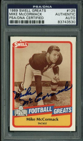 Browns Mike Mccormack Signed Card 1989 Swell Greats #125 PSA Slabbed #83743530