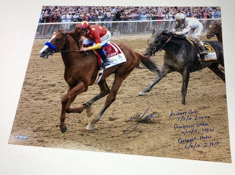 MIKE SMITH Signed Inscribed Belmont Stakes 16 x 20 Photograph STEINER LE 18/18