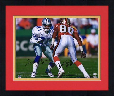Framed Deion Sanders & Jerry Rice Autographed 16" x 20" At The Line Photograph