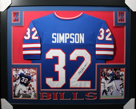 OJ O.J. SIMPSON (Bills blue SKYLINE) Signed Autographed Framed Jersey JSA