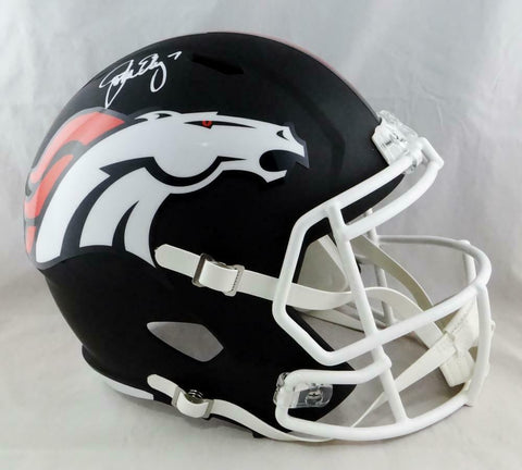 John Elway Signed Denver Broncos F/S Flat Black Speed Helmet- Beckett Auth