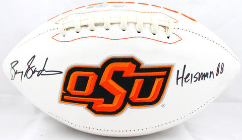 Barry Sanders Autographed Oklahoma State Logo Football w/Heisman-Beckett W Holo