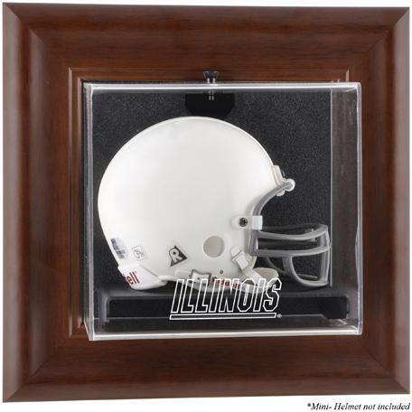 Illinois Brown Framed Wall-Mountable Mini Helmet Display Case