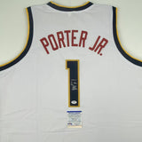 Autographed/Signed MICHAEL PORTER JR Denver White Basketball Jersey PSA/DNA COA