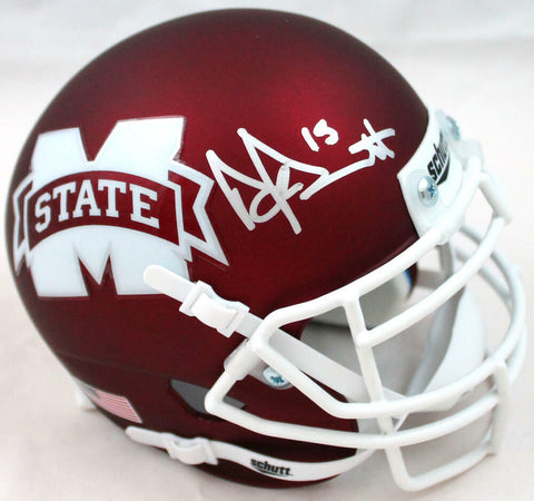 Dak Prescott Autographed Schutt Mississippi State Mini Helmet-Beckett W Hologram