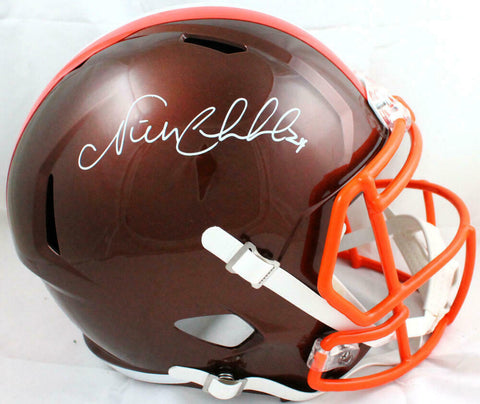 Nick Chubb Autographed Cleveland Browns F/S Flash Speed Helmet-Beckett W Holo