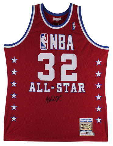 Lakers Magic Johnson Signed Red M&N 1988 All-Star Authentic Jersey BAS Witnessed