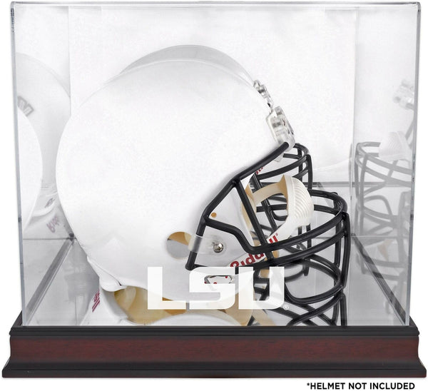 LSU Tigers Mahogany Helmet Logo Display Case with Mirror Back