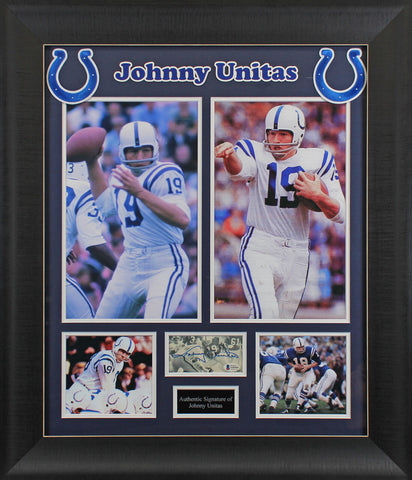 Colts Johnny Unitas Authentic Signed & Framed 3x5 Index Card BAS #AA03436