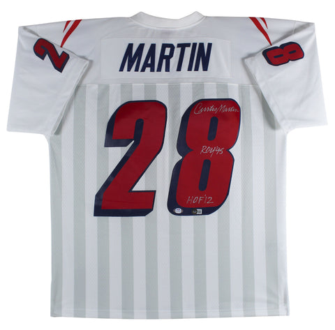 Patriots Curtis Martin "2x Insc" Authentic Signed White M&N Jersey BAS #BC70306