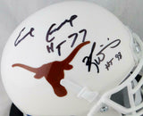 Earl Campbell Ricky Williams Signed Longhorns Schutt Mini Helmet W/ HT JSA W Top