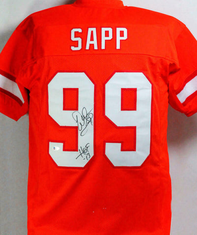 Warren Sapp Autographed Orange Pro Style Jersey w/ HOF - Beckett Witness
