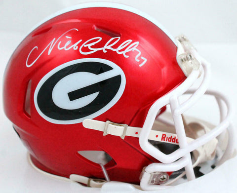 Nick Chubb Autographed Georgia Bulldogs Flash Speed Mini Helmet-Beckett W Holo