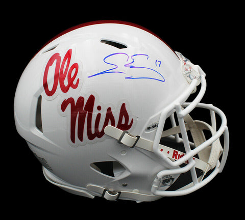 Evan Engram Signed Ole Miss Rebels Speed Authentic White NCAA Helmet
