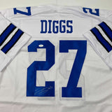 Autographed/Signed Trevon Diggs #27 Dallas White Football Jersey JSA COA