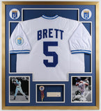 George Brett Signed Royals 34x38 Custom Framed Cut Display / Jersey & Pin (PSA)