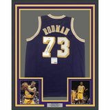 FRAMED Autographed/Signed DENNIS RODMAN 33x42 Los Angeles Purple Jersey PSA COA