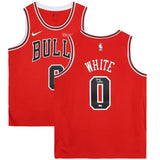 COBY WHITE Autographed Chicago Bulls Red Nike Swingman Jersey FANATICS