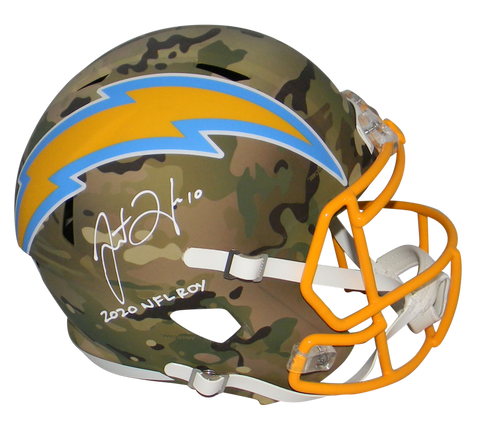 JUSTIN HERBERT SIGNED LOS ANGELES CHARGERS CAMO FULL SIZE HELMET W/ 2020 NFL ROY