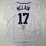 Autographed/Signed DENNY MCLAIN 31-6 1968 Detroit White Baseball Jersey JSA COA