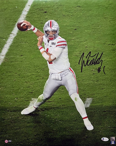 JUSTIN FIELDS SIGNED AUTOGRAPHED OHIO STATE BUCKEYES 16x20 PHOTO BECKETT