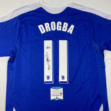 Autographed/Signed Didier Drogba Chelsea FC Blue Soccer Jersey Beckett BAS COA