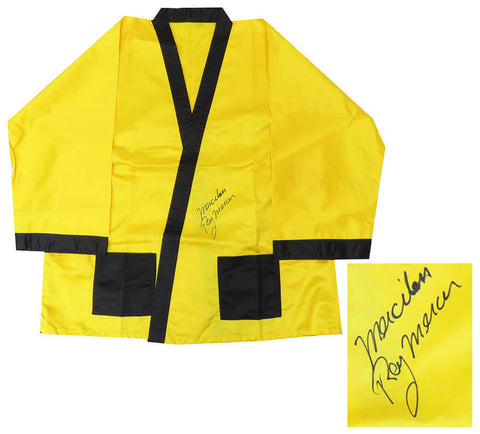 Ray Mercer Signed Yellow Boxing Robe w/Merciless - SCHWARTZ COA