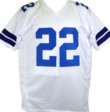 Emmitt Smith Autographed White Pro Style STAT Jersey- Beckett W Hologram *Silver