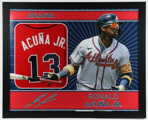 Ronald Acuna Jr. Signed 35x43 Framed Atlanta Braves Jersey (Beckett Hologram)