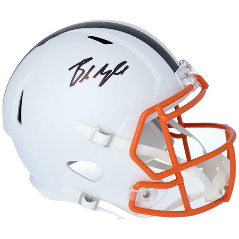 BAKER MAYFIELD Autographed Browns White Matte Speed Full Size Helmet FANATICS