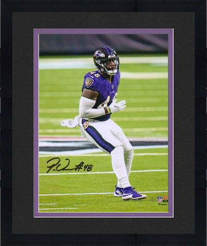 Framed Patrick Queen Baltimore Ravens Signed 8" x 10" Purple Jersey Photo