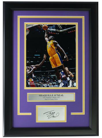 Shaquille O'Neal Framed 8x10 L.A. Lakers Dunk Photo w/Laser Engraved Signature
