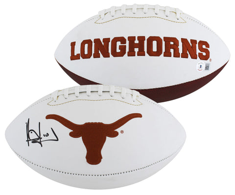 Texas Vince Young Authentic Signed White Panel Logo Football BAS Witnessed