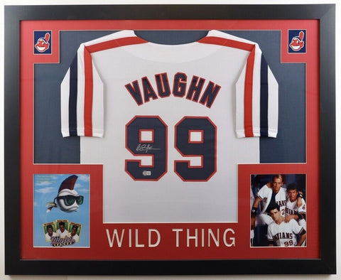 Charlie Sheen Signed Major League 35x43 Framed Indian Jersey (Beckett)Wild Thing