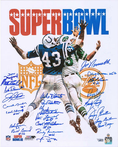 1969 New York Jets Signed Super Bowl III Program 16x20 Photo - 24 Signatures