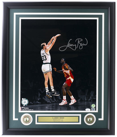 Larry Bird Signed Framed Boston Celtics 16x20 Vs Dominique Wilkins Photo JSA