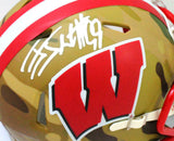 JJ Watt Autographed Wisconsin Badgers Camo Mini Helmet- JSA Witnessed Auth *W
