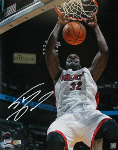 Shaquille O'Neal Autographed Miami Heat 16x20 Dunk FP Photo-Beckett W Hologram