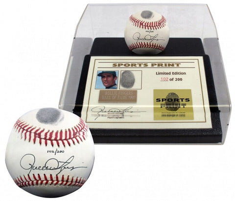 Rollie Fingers Signed LE AL Baseball Display w/ Thumbprint (Beckett) A's Brewers