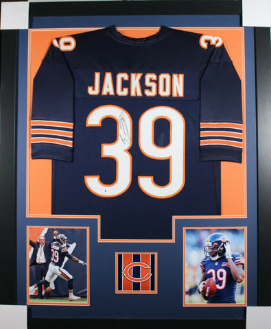 EDDIE JACKSON (Bears navy TOWER) Signed Autographed Framed Jersey Beckett