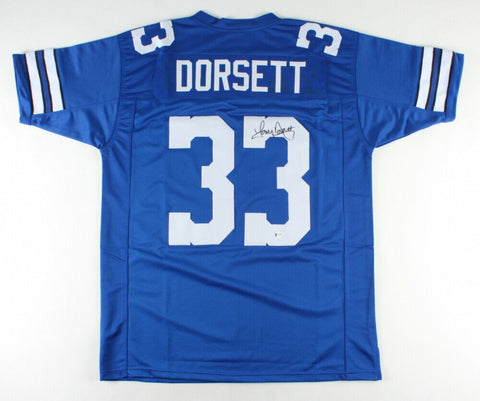 Tony Dorsett Signed Dallas Cowboys Royal Blue Jersey (Beckett COA) 4xPro Bowl RB