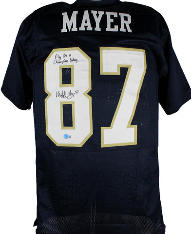 Michael Mayer Signed Blue College Style Jersey w/Play Like a Champ-BeckettW Holo