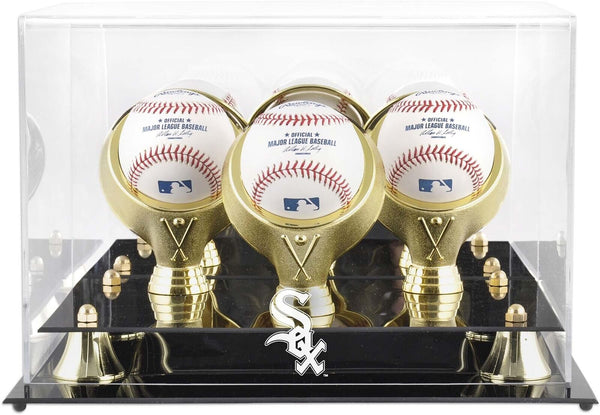 ChicagoSox Golden Classic Three Baseball Logo Display Case