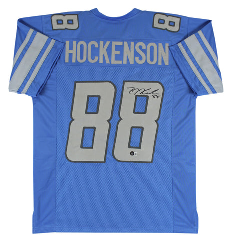 T.J. Hockenson Authentic Signed Blue Pro Style Jersey Autographed BAS Witnessed
