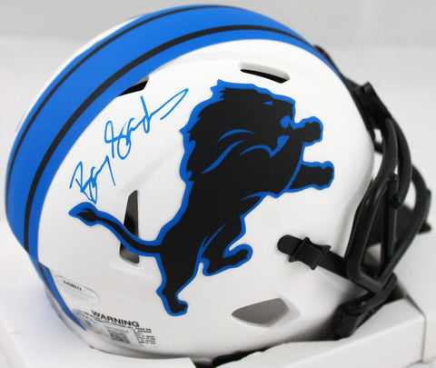 Barry Sanders Autographed Detroit Lions Lunar Speed Mini Helmet-Beckett W Holo