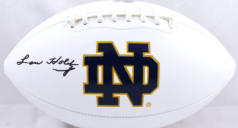 Lou Holtz Autographed Notre Dame Fighting Irish Logo Football- Beckett W Holo